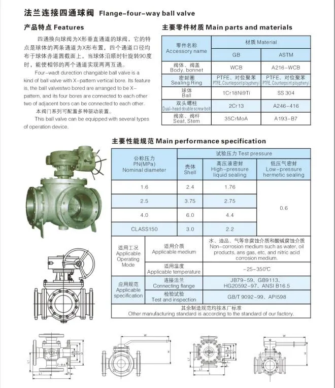 Flanged High Temperature High Pressure Fixed Tee Ball Valve