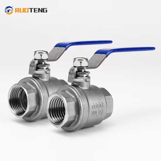 SS304 316 Stainless Steel Handle with Locking Internal Thread BSPP BSPT NPT 2PC Ball Valve