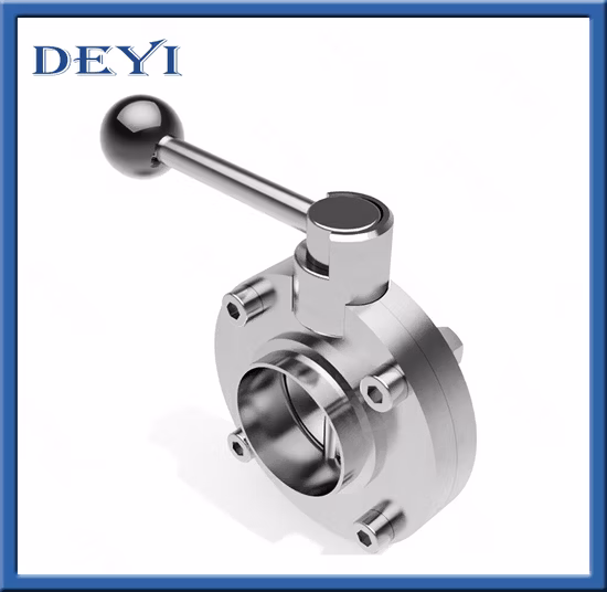 SS304 SS316L Stainless Steel Sanitary Manual Pneumatic Clamped Butterfly Valve with Clamp Ends
